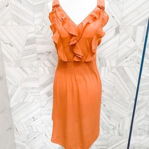 Orange Ruffle RebeccaTaylor Dress sleeveless Small